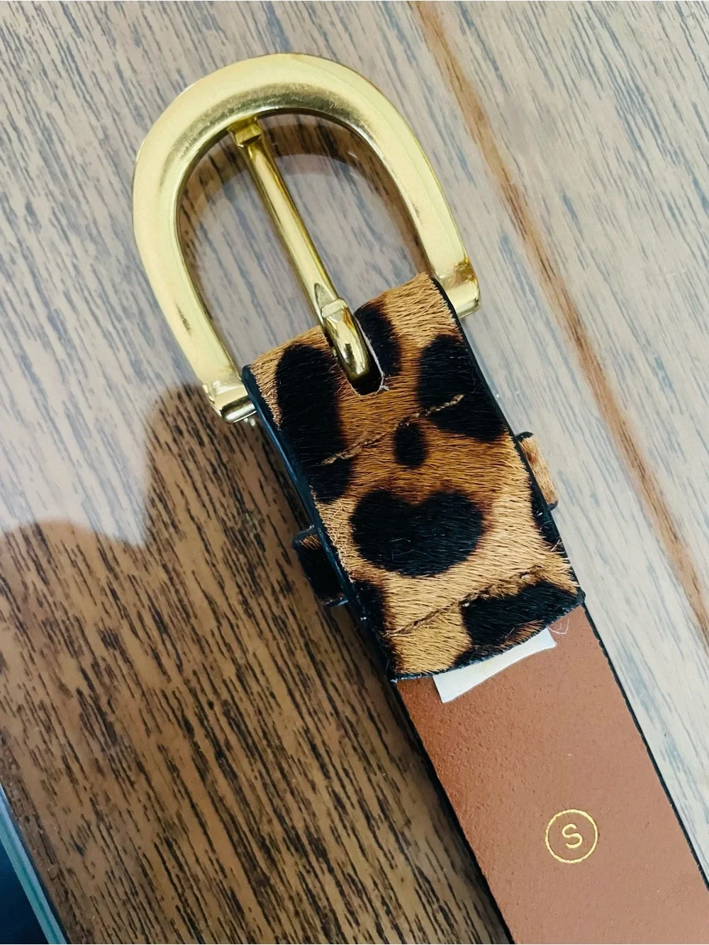 J. Crew Leopard Haircalf Belt with Gold Buckle